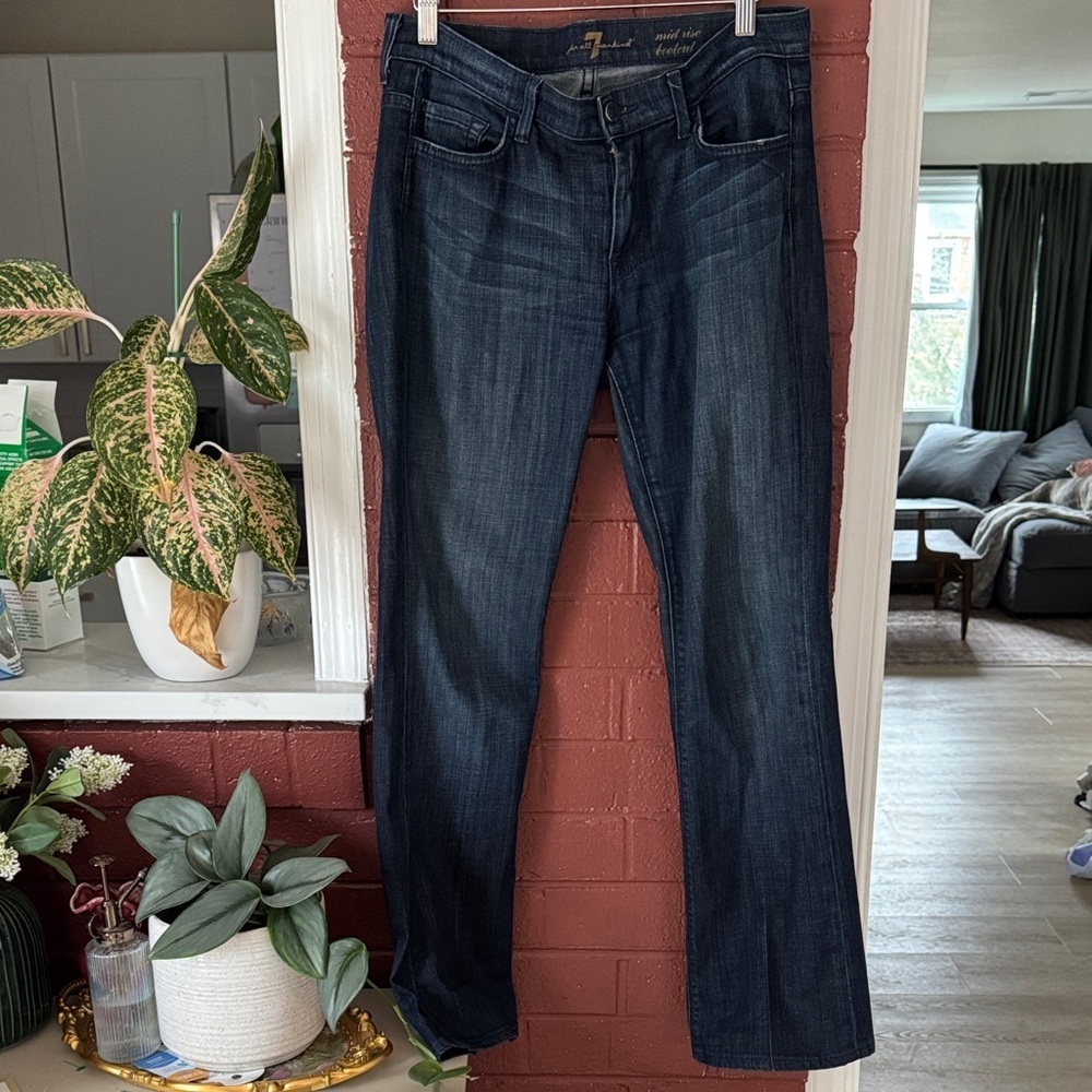 7 For All Mankind Women's Dark Wash Mid Rise Bootcut Jeans Size 28